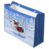 可愛い黒いコルギクリスマストナカイの衣装 ラージペーパーバッグ (正面アングル)