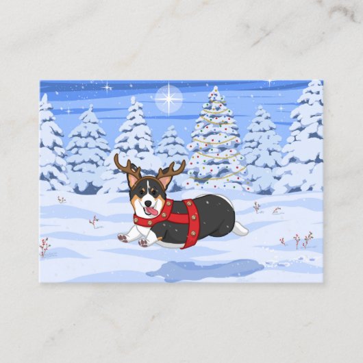 可愛い黒いコルギクリスマストナカイの衣装 名刺 (正面)