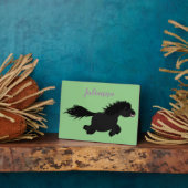 可愛い黒いシェットランドポニー漫画イラストレーション フォトプラーク (側面)