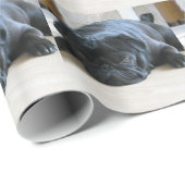 可愛い黒いパグ子犬のアクセサリー名をパーソナライズ ラッピングペーパー (ロールコーナー)