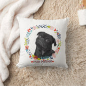 可愛い黒いパグ – Pug Mama クッション (ブランケット)