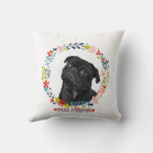 可愛い黒いパグ – Pug Mama クッション (裏面)