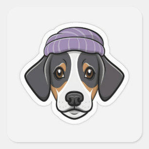 可愛い黒いビーグル スクエアシール