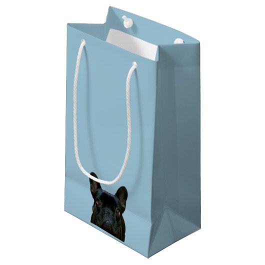 可愛い黒いフランスのブルドッグのフランス写真: スモールペーパーバッグ (正面アングル)