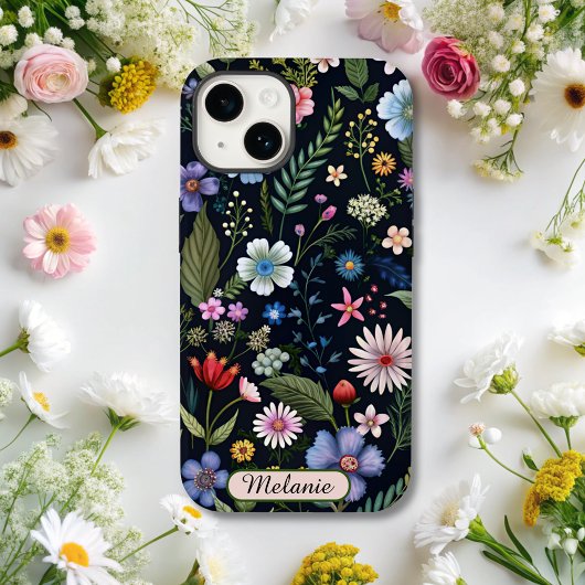 可愛い黒いフローラ山花名 Case-Mate iPhoneケース