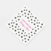 可愛い黒い前足プリントピンクペット誕生日パーティー スタンダードランチョンナプキン (角)