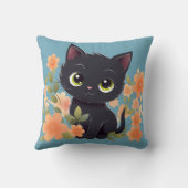 可愛い黒い子猫ハウスヒョウ花 クッション (裏面)