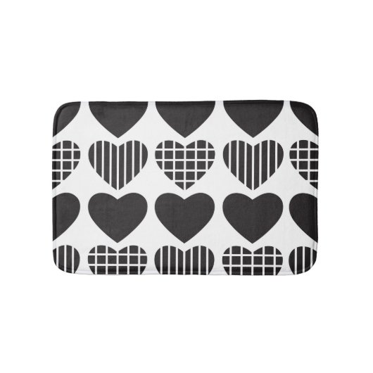 可愛い黒い恋のハート柄 バスマット (正面)