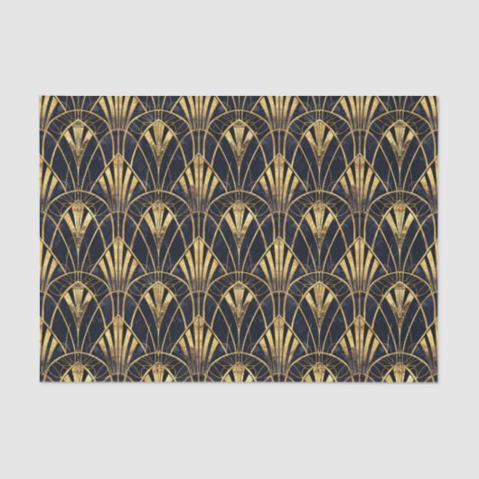 可愛い黒い金ゴールドアートデコパターンタイル 薄葉紙 (正面)