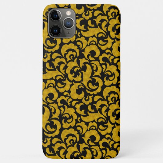 可愛い黒い金色のシームレスな花柄 Case-Mate iPhoneケース (裏面)