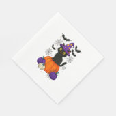 可愛い黒い魔女猫かぼちゃハロウィーンのコスチュームfal スタンダードランチョンナプキン (角)