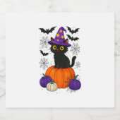 可愛い黒い魔女猫かぼちゃハロウィーンのコスチュームfal スパークリングワインラベル (シングルラベル)