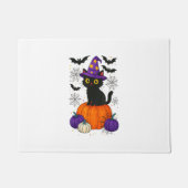 可愛い黒い魔女猫かぼちゃハロウィーンのコスチュームfal ドアマット (正面)