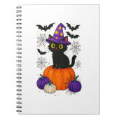 可愛い黒い魔女猫かぼちゃハロウィーンのコスチュームfal ノートブック (正面)