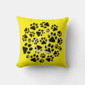 可愛い黒い黄色のペットモダンネコクールと前足 クッション (正面)