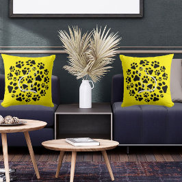 可愛い黒い黄色のペットモダンネコクールと前足 クッション