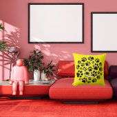 可愛い黒い黄色のペットモダンネコクールと前足 クッション