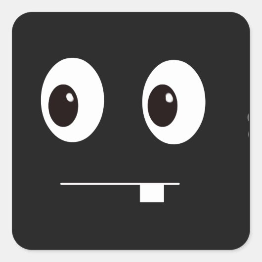 可愛い黒おもしろい化け顔漫画 スクエアシール (正面)