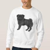 可愛い黒しわの顔パグモップドッグブリードデザイン スウェットシャツ (正面)