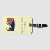 可愛い黒とタンのノージー犬のおもしろい ラゲッジタグ (正面横)