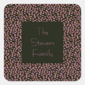 可愛い黒とピンクのドットパターパーソナライズされたン名 スクエアシール (正面)