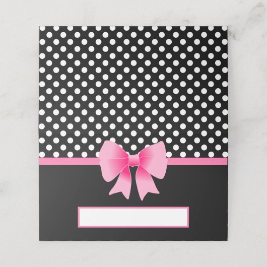 可愛い黒とピンクの弓 プレイスカード (外部開封)