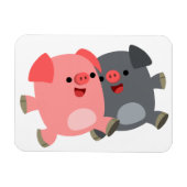 可愛い黒と白の漫画の豚フレキシブルマグネット マグネット (横)