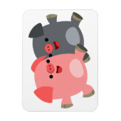 可愛い黒と白の漫画の豚フレキシブルマグネット マグネット (縦)