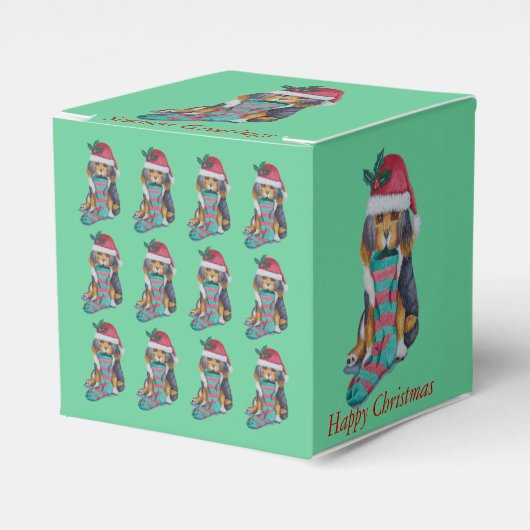 可愛い黒と茶色の子犬のようなフェスティバル フェイバーボックス (正面サイド)