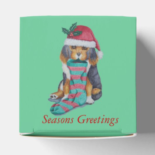 可愛い黒と茶色の子犬のようなフェスティバル フェイバーボックス (上部)