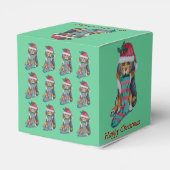 可愛い黒と茶色の子犬のようなフェスティバル フェイバーボックス (裏面サイド)