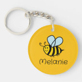 可愛い黒と黄色のハチミツの漫画キーチェーン キーホルダー (正面)