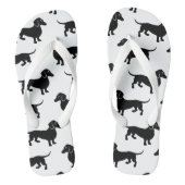 可愛い黒のダックシュント模様 ビーチサンダル (フットベッド)