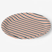 可愛い黒オレンジと白ストライプ柄ハロウィン ペーパープレート (アングル)