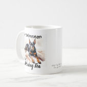 可愛い黒オンホワイト「My Doberman & Tea」 コーヒーマグカップ (正面左)