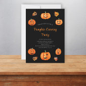 可愛い黒カボチャ彫りパーティー 招待状