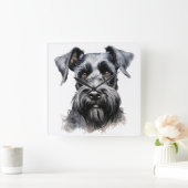 可愛い黒ケリーブルーテリア犬 スクエア壁時計 (ホーム)