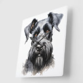 可愛い黒ケリーブルーテリア犬 スクエア壁時計 (傾斜)