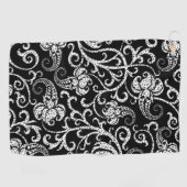 可愛い黒ダルマチアの花の背景デザインラム ゴルフタオル (横)