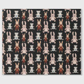 可愛い黒テディベア猫のおもちゃ柄 ラッピングペーパー (フラット)