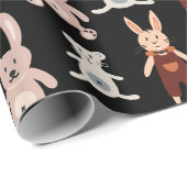 可愛い黒テディベア猫のおもちゃ柄 ラッピングペーパー (ロールコーナー)