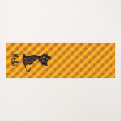 可愛い黒パーソナライズされた猫市松模様に猫 ヨガマット (裏面(横))