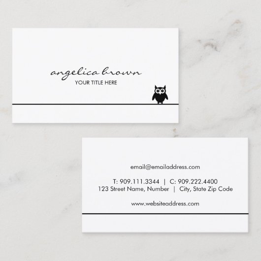 可愛い黒フクロウ名刺 名刺 (正面/裏面)