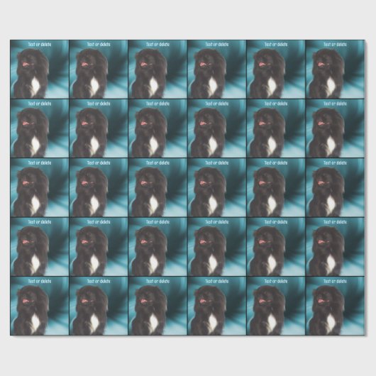 可愛い黒ペキンパーソナライズされたグ ラッピングペーパー (フラット)