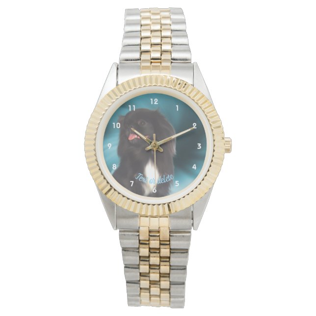 可愛い黒ペキンパーソナライズされたグ 腕時計 (正面)