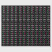 可愛い黒モダンピンクの緑の漫画 ラッピングペーパー (フラット)