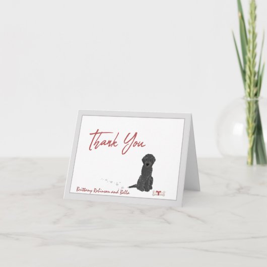 可愛い黒ラブラドール犬パーソナライズボーン サンキューカード (正面)