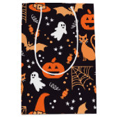 可愛い黒図解入りの、写真付きのハロウィンキャラクター ミディアムペーパーバッグ (正面)