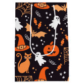 可愛い黒図解入りの、写真付きのハロウィンキャラクター ミディアムペーパーバッグ (裏面)