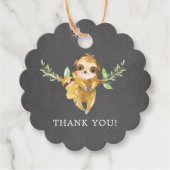 可愛い黒板ナマケモノ赤ちゃんシャワー フェイバータグ (正面)